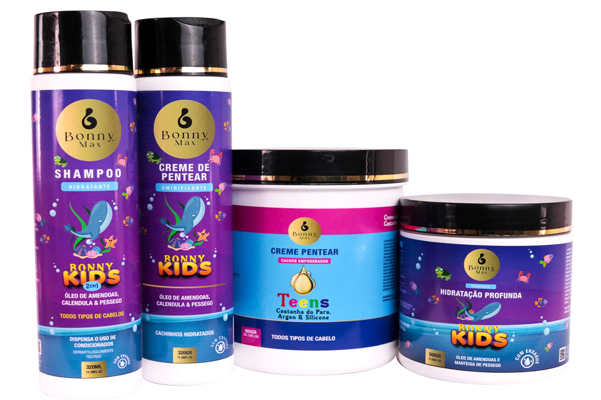 Kit BonnyKids Hidratação Profunda e Desembaraço Fácil para Cachos Definidos